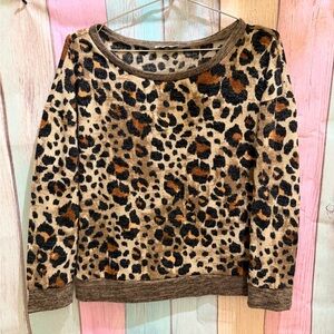 JODIFL Leopard Print Crew Neck Sweater - Brown and Black